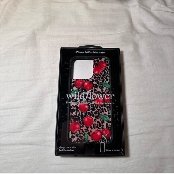Wildflowers Other - Wildflowers iPhone 14 Pro Max Case - Red, Green, Brown Leopard Cherry Design
